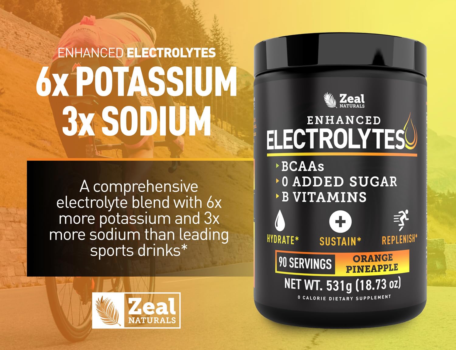 Zeal Electrolyte-zero-sucre-formule, hydratation sans sucre ajouté et calories.
