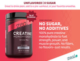 Zeal Naturals Créatine Monohydrate, doseur 5 g, mesure précise après l’entraînement.
