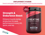 Zeal Naturals Créatine Monohydrate, mélange eau, pour booster l’endurance lors d’efforts intenses.