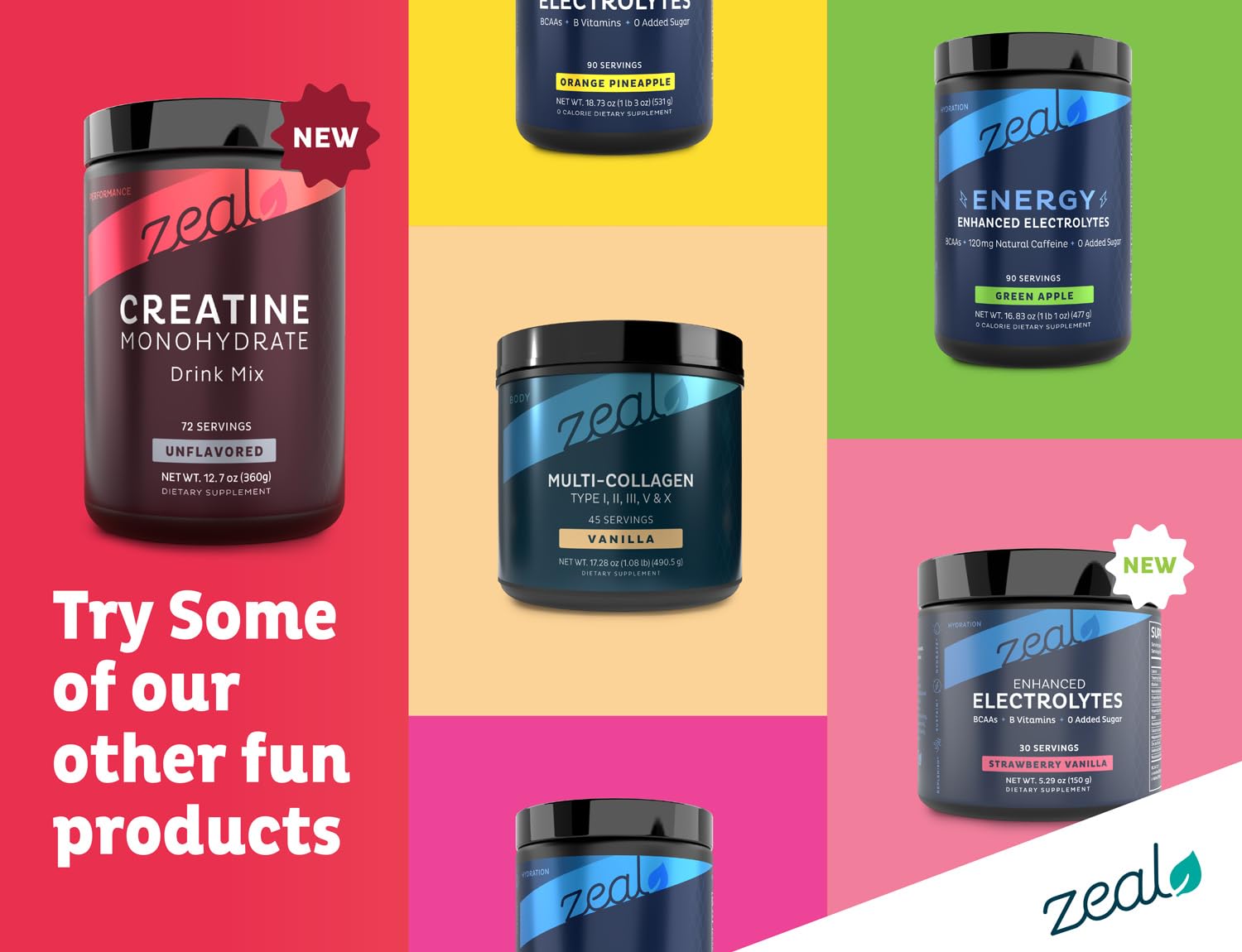 Zeal Naturals Créatine Monohydrate, récupération potentielle après effort, favorise la régénération.
