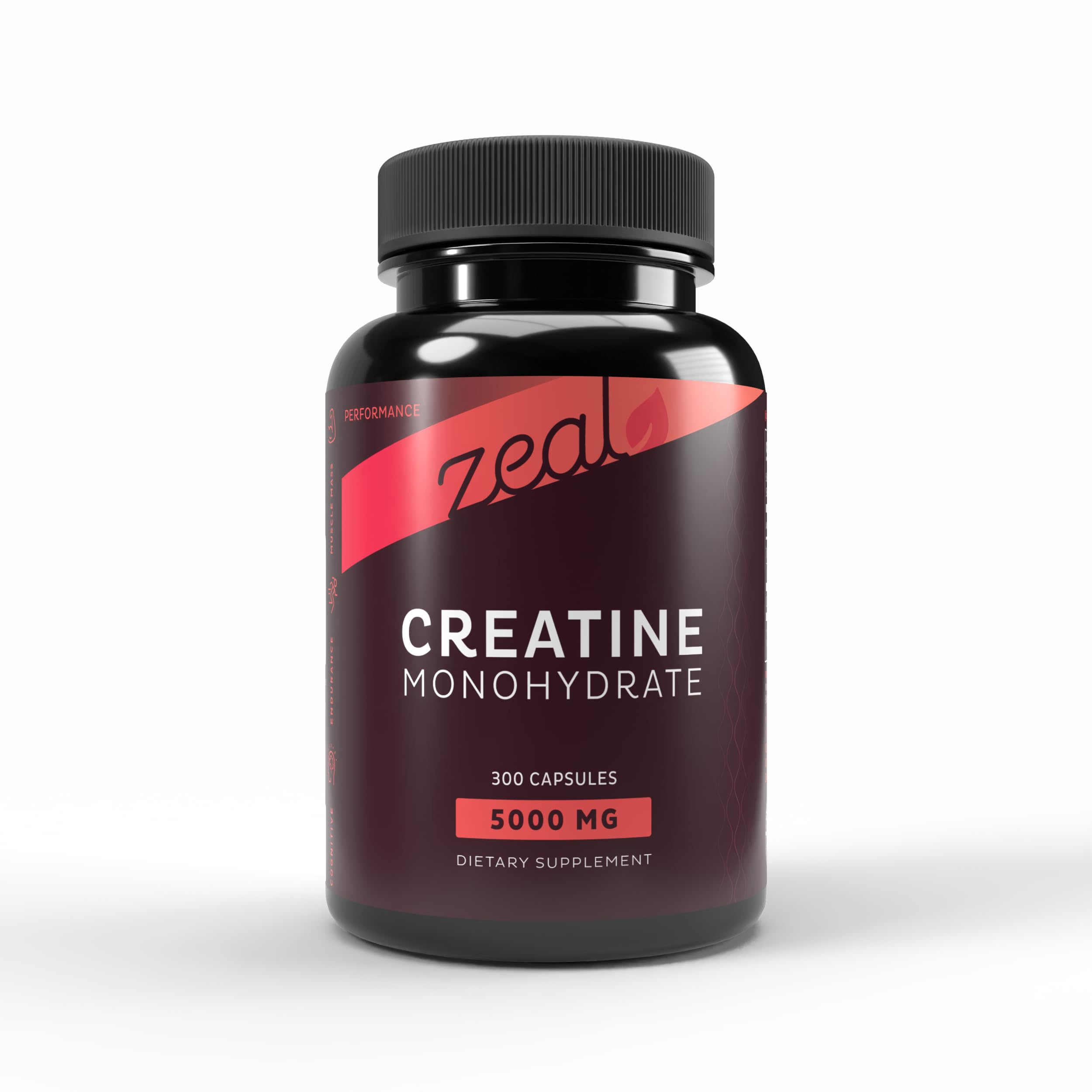 Zeal Naturals Creatine Monohydrate: bouteille 300 capsules, format pratique pour l'entraînement