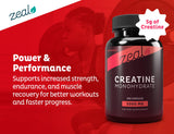 Zeal Naturals Creatine Monohydrate: étiquette ingrédients claire et fiable