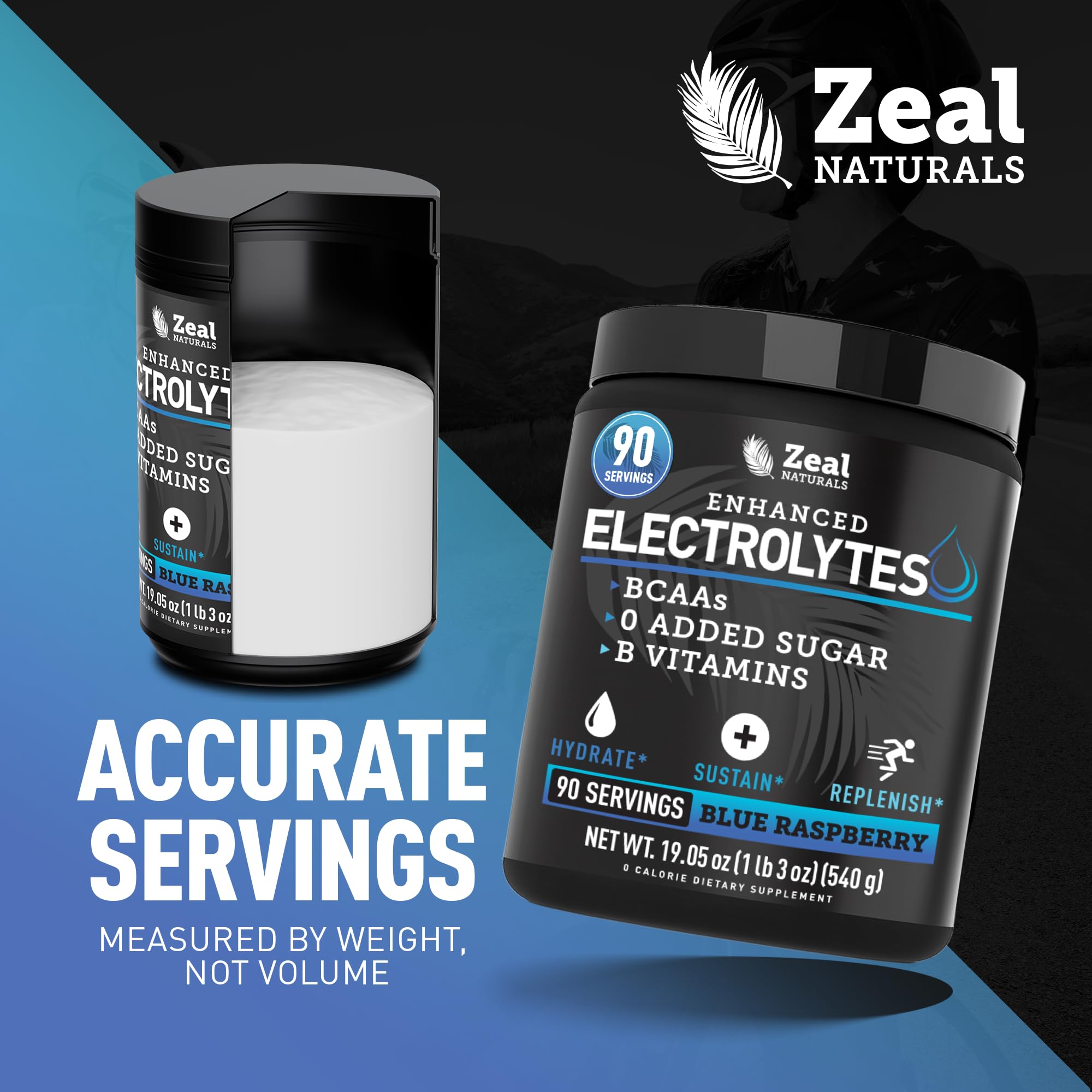 Zeal Naturals Électrolyte en poudre, etiquette claire sur les ingrédients et l'utilisation.