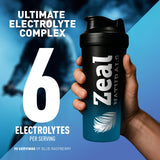 Zeal Naturals Électrolyte en poudre, shaker prêt pour préparation.