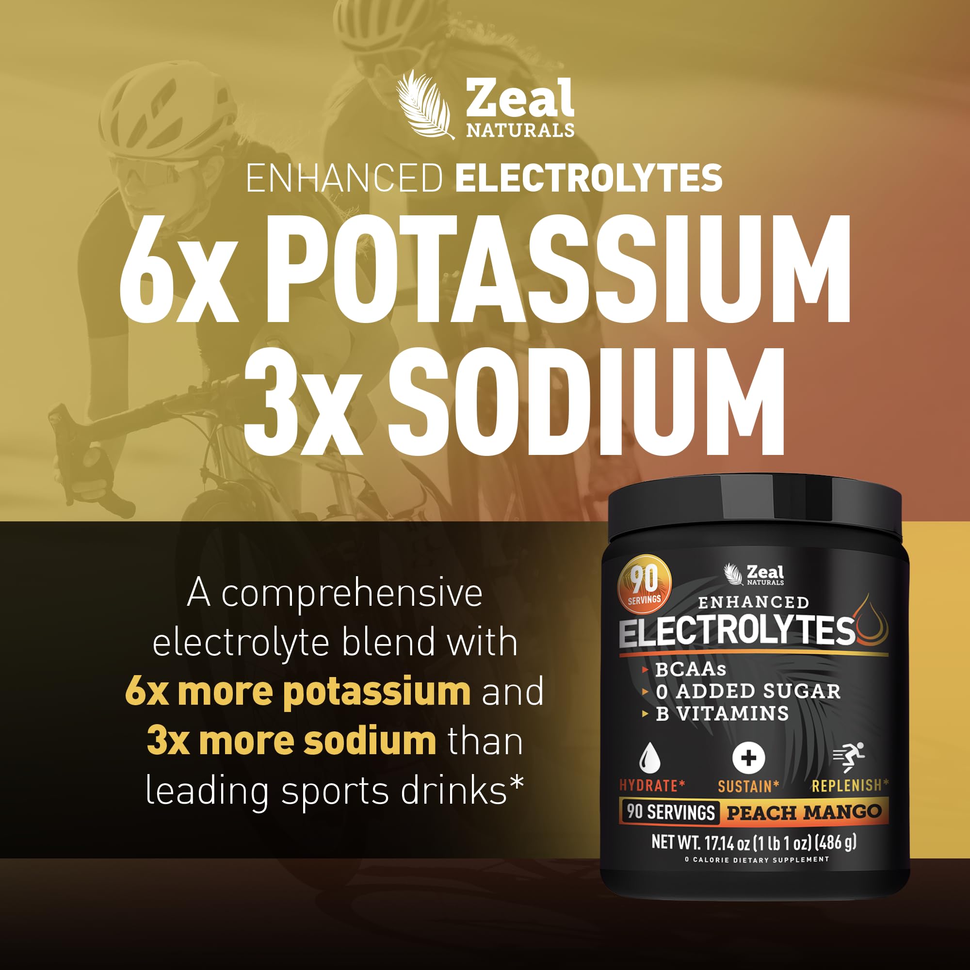 Ingrédients BCAA et vitamines inclus dans Zeal pour l'endurance.