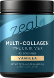 Zeal Naturals Multi-Collagène vanille en bouteille, idéal pour cheveux et peau.