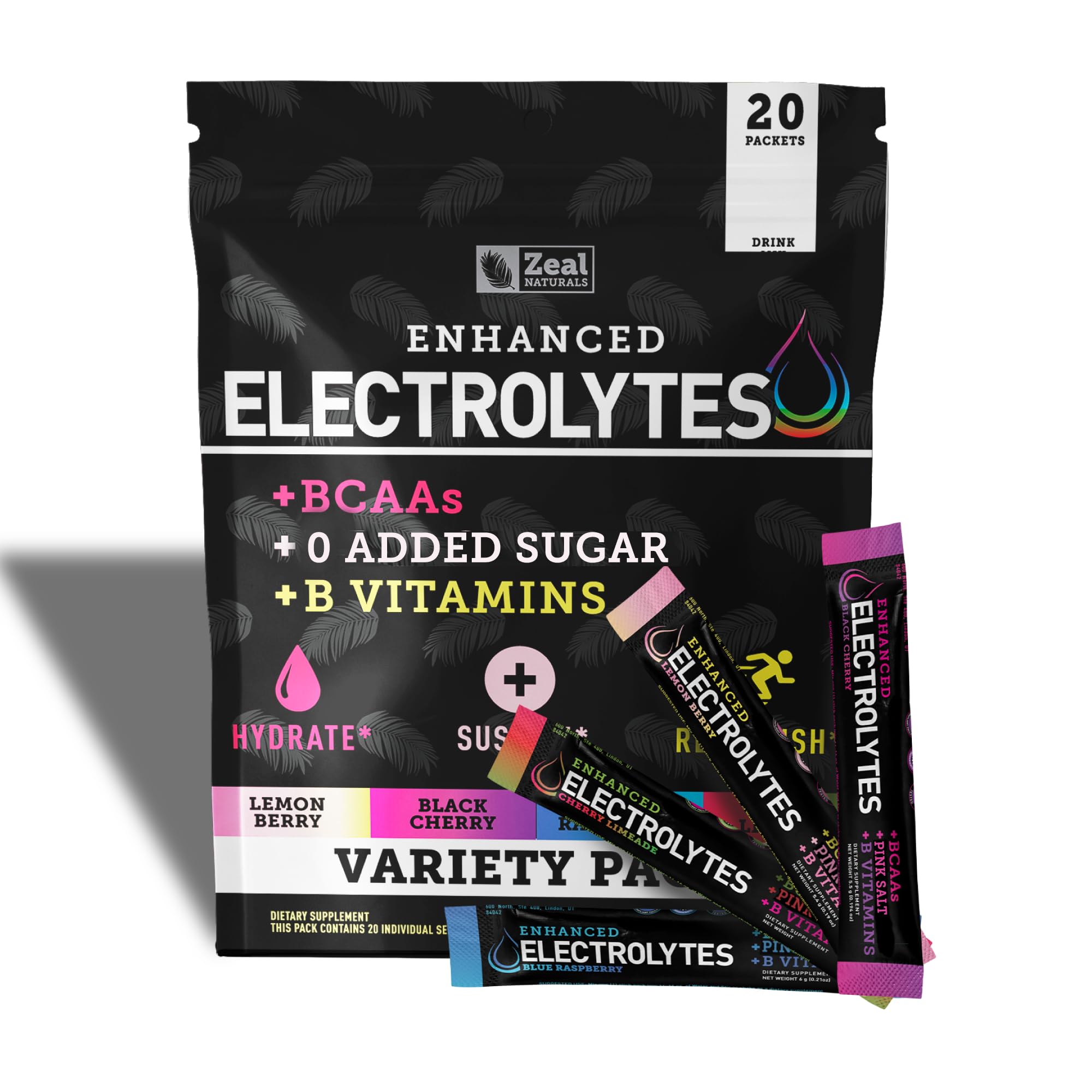 Zeal Naturals pack variété électrolytes – hydratation pratique sans sucre.