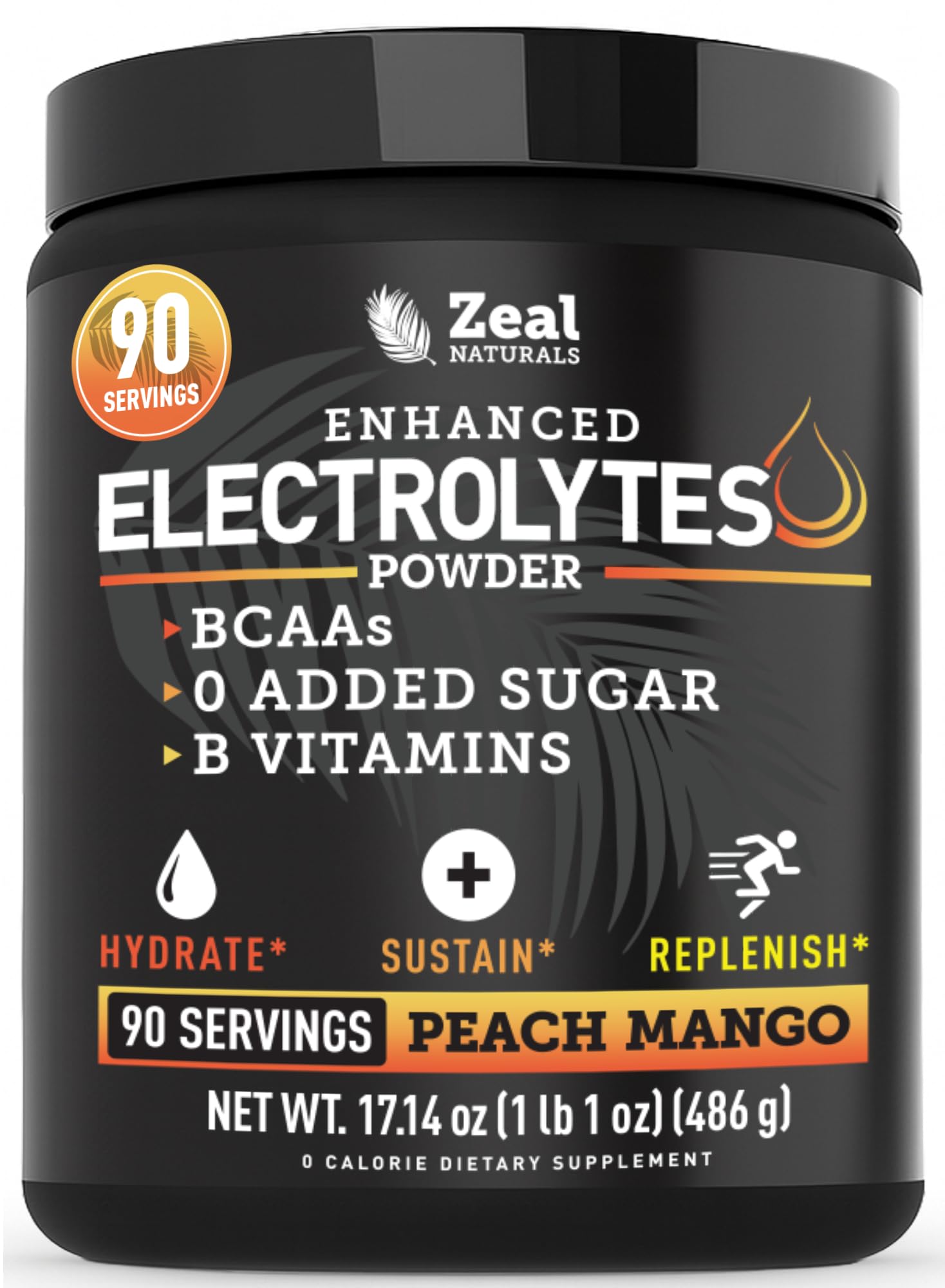 Zeal Naturals Poudre d'électrolytes, boîte 90 portions, hydratation durable pendant l'entraînement.