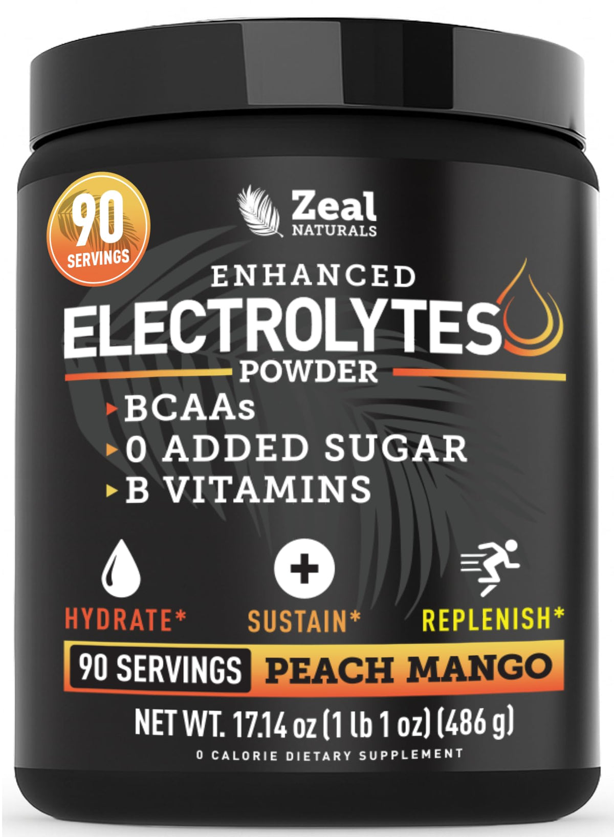Zeal Naturals Poudre d'électrolytes, boîte 90 portions, hydratation durable pendant l'entraînement.