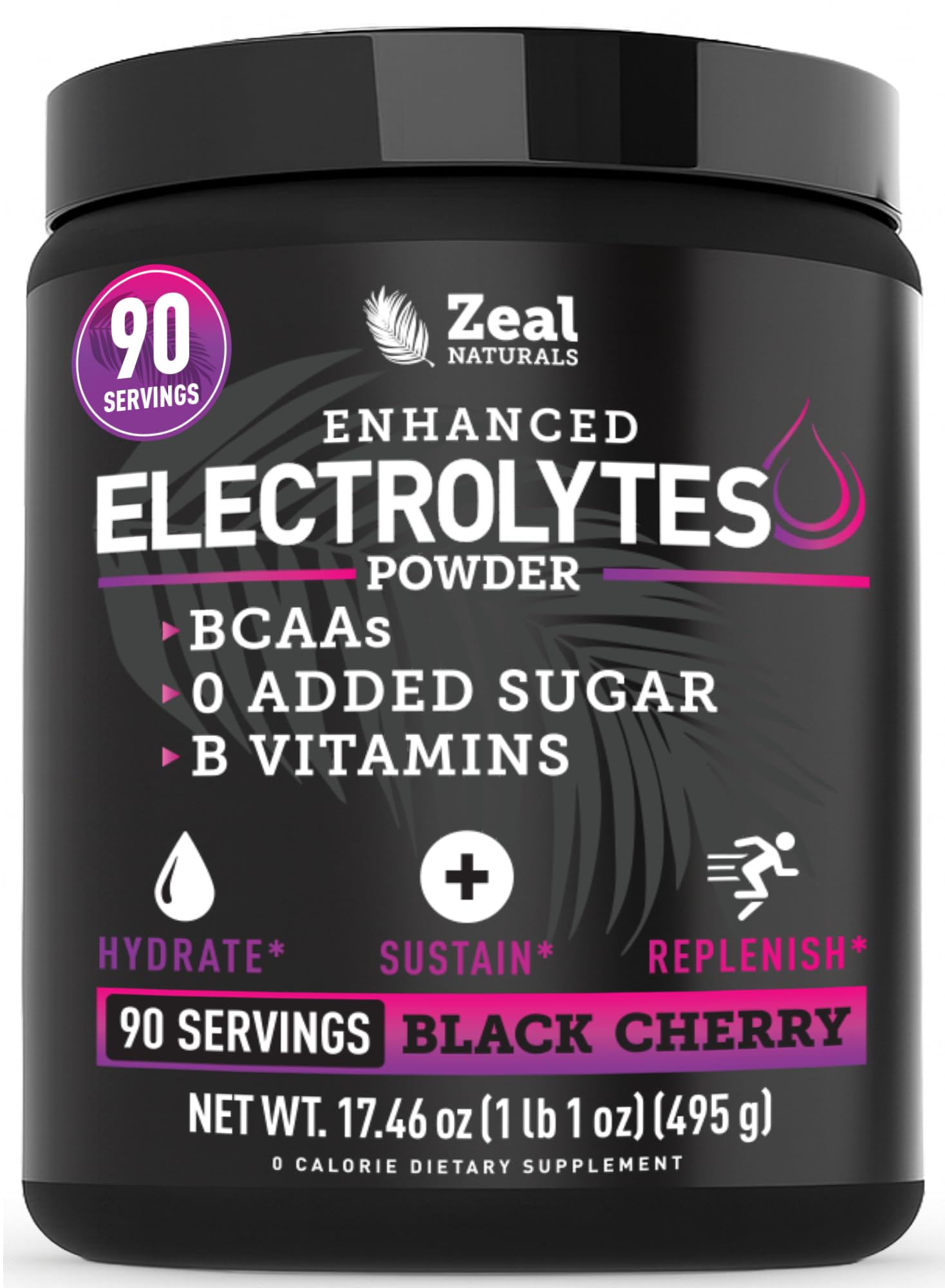Zeal Électrolyte Poudre flacon: soutien potentiel à l'hydratation pendant l'entraînement.