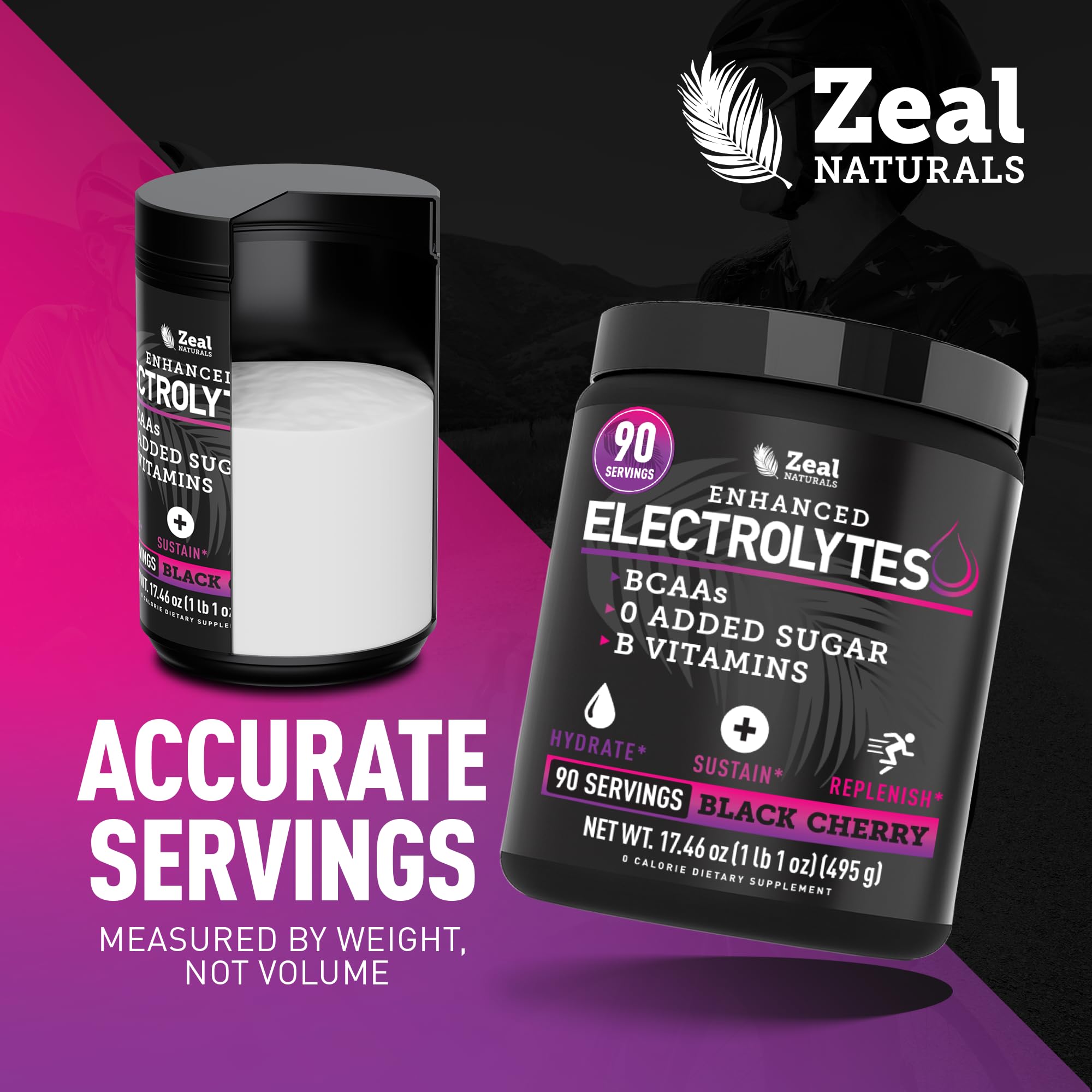 Zeal Électrolyte Poudre flacon pratique: hydratation continue pendant les séances.