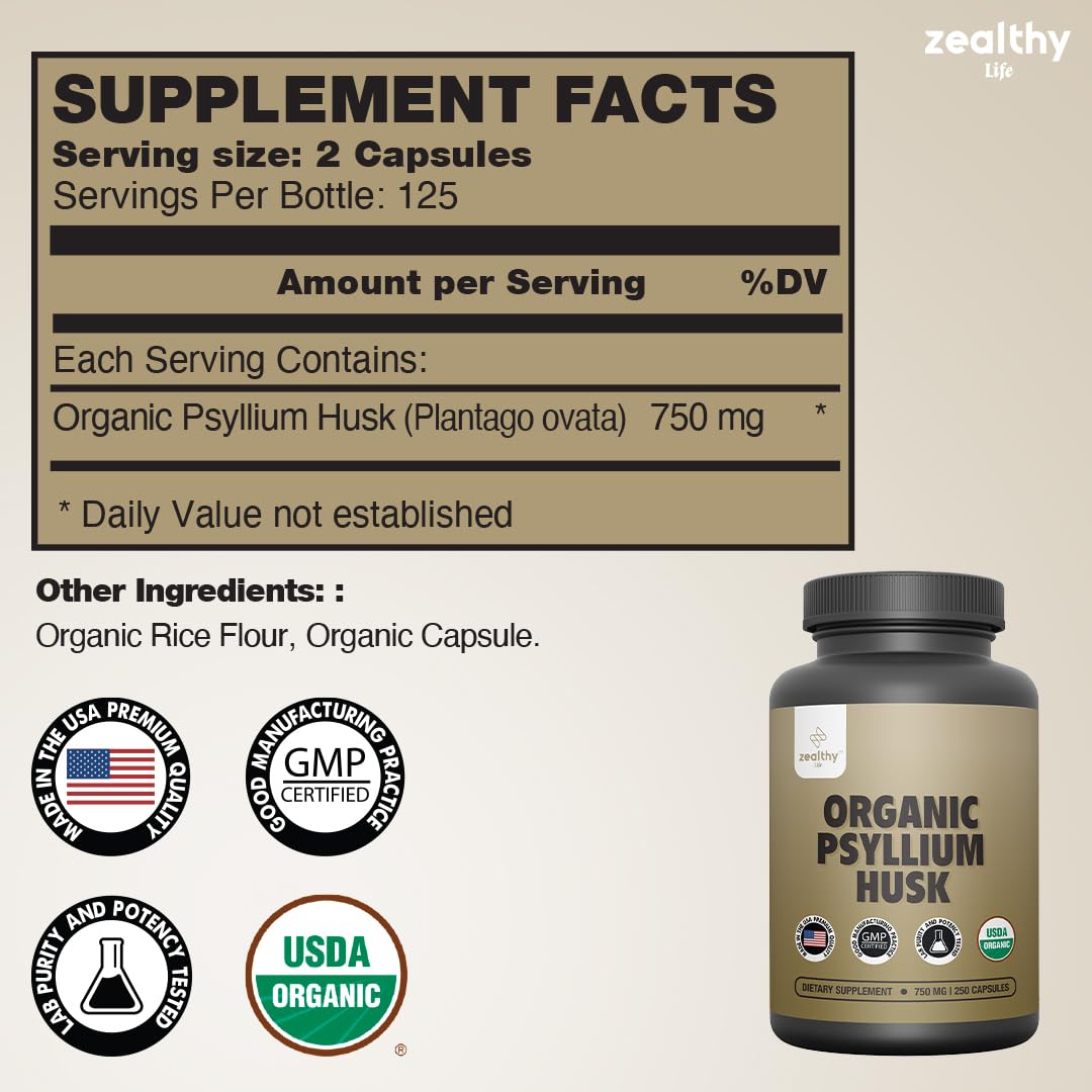 Zealthy Life – capsules psyllium 750 mg, forme compacte pour une prise aisée