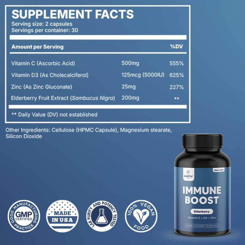 Z Zealthy Life - capsules vitamine C, apport quotidien potentiel.