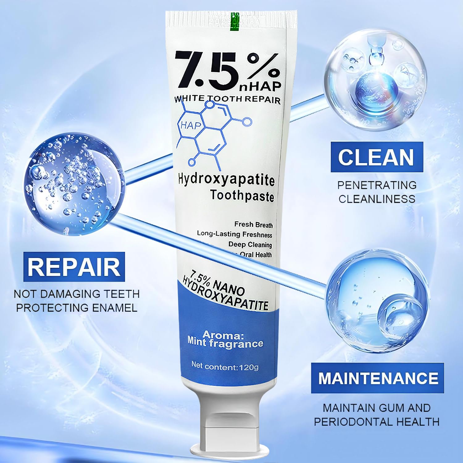 Schéma illustrant la protection de l'émail avec Zeamyhy hydroxyapatite.