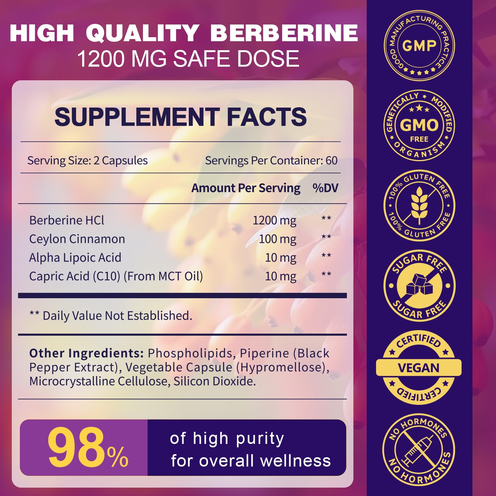 Flacon ZEBORA Berberine HCL prêt à être intégré à votre routine bien-être.