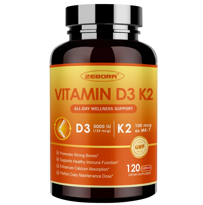 ZEBORA D3K2 - Bouteille de capsules pour une routine quotidienne.
