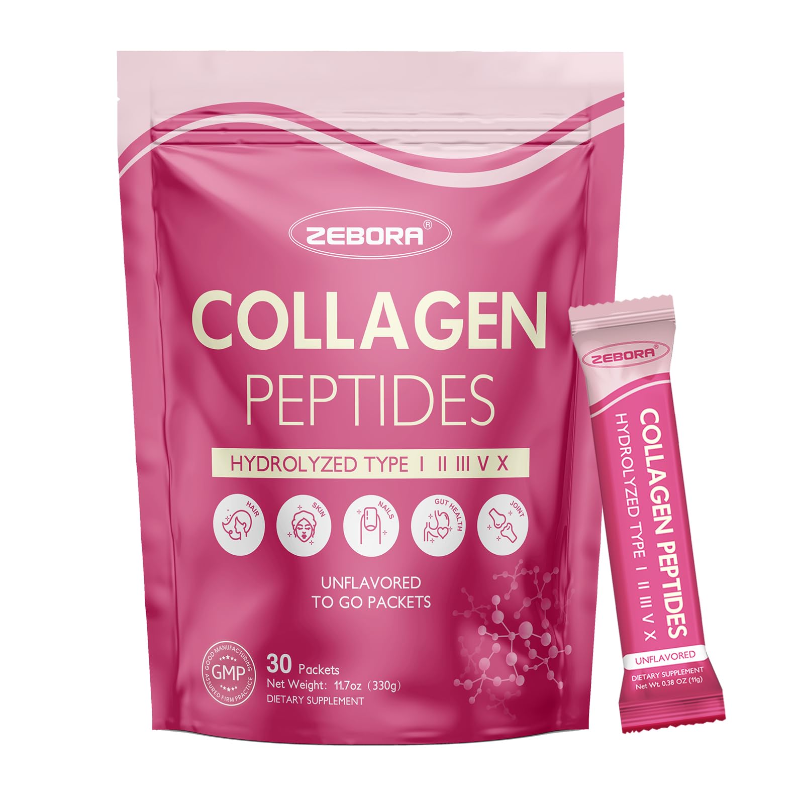 ZEBORA Multi Collagen en paquets portables pour la peau.