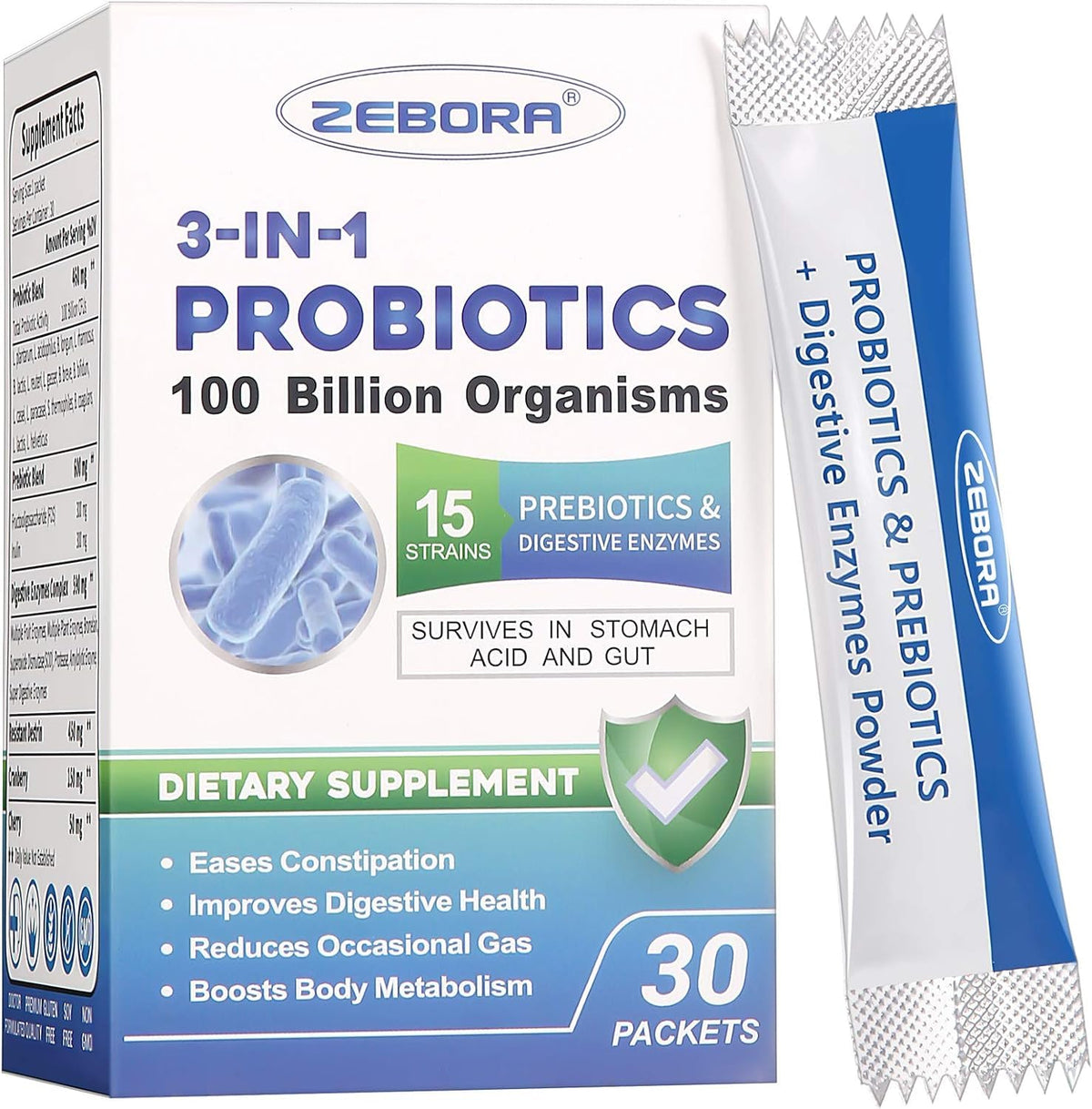 ZEBORA Probiotiques bouteille: soutien digestif quotidien