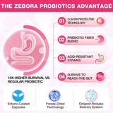ZEBORA Probiotiques pour Femmes – prébiotiques biologiques, aide à la digestion.