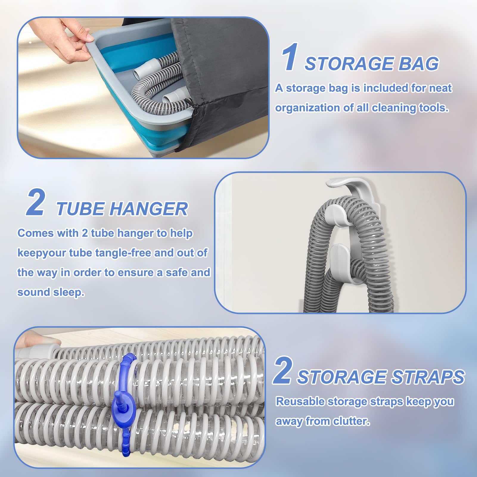 Zebrater clips pour tuyau CPAP, fixation simple pendant le nettoyage.