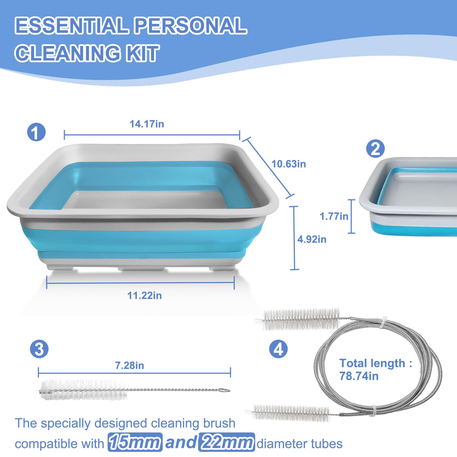 Zebrater sangles réutilisables bleues, organisation des accessoires CPAP.