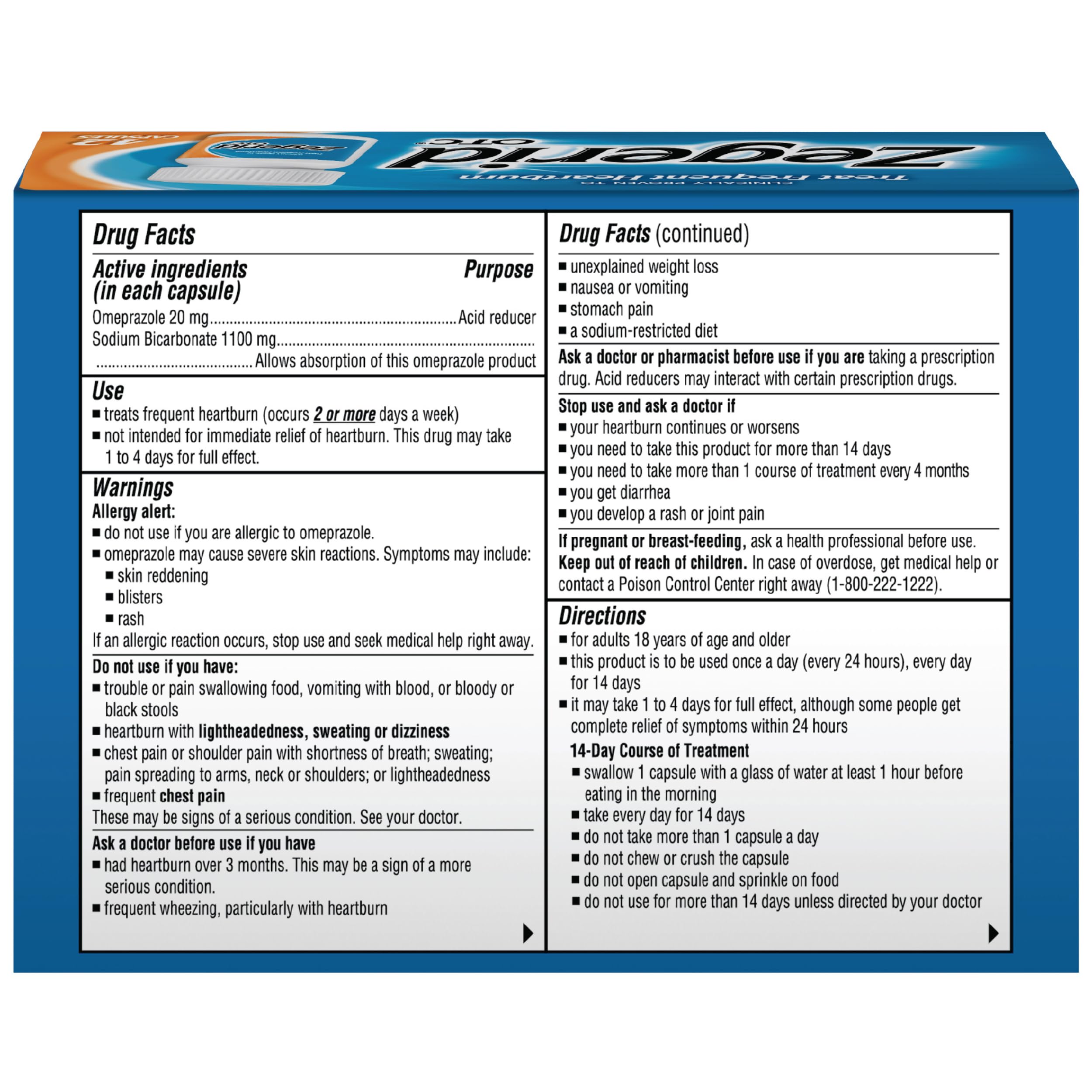 Relief-24h Zegerid OTC: action continue jour et nuit.