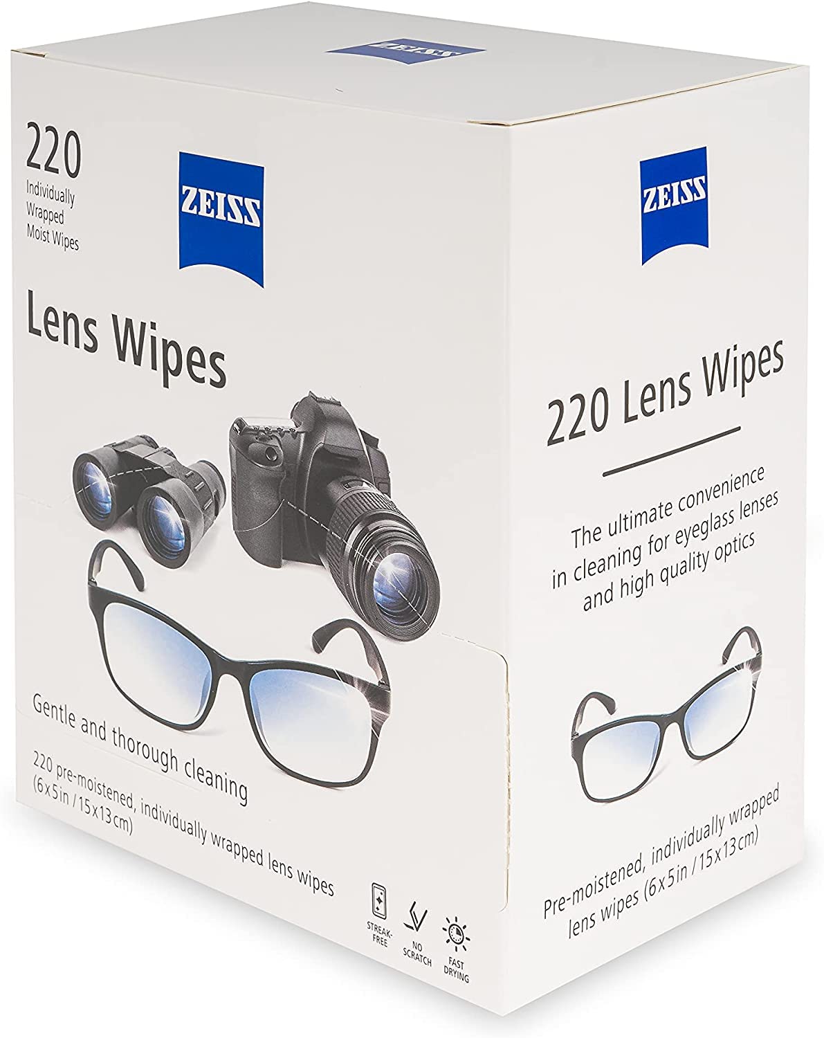 ZEISS Lingettes au format individuel, pratique à emporter dans un sac ou une voiture.