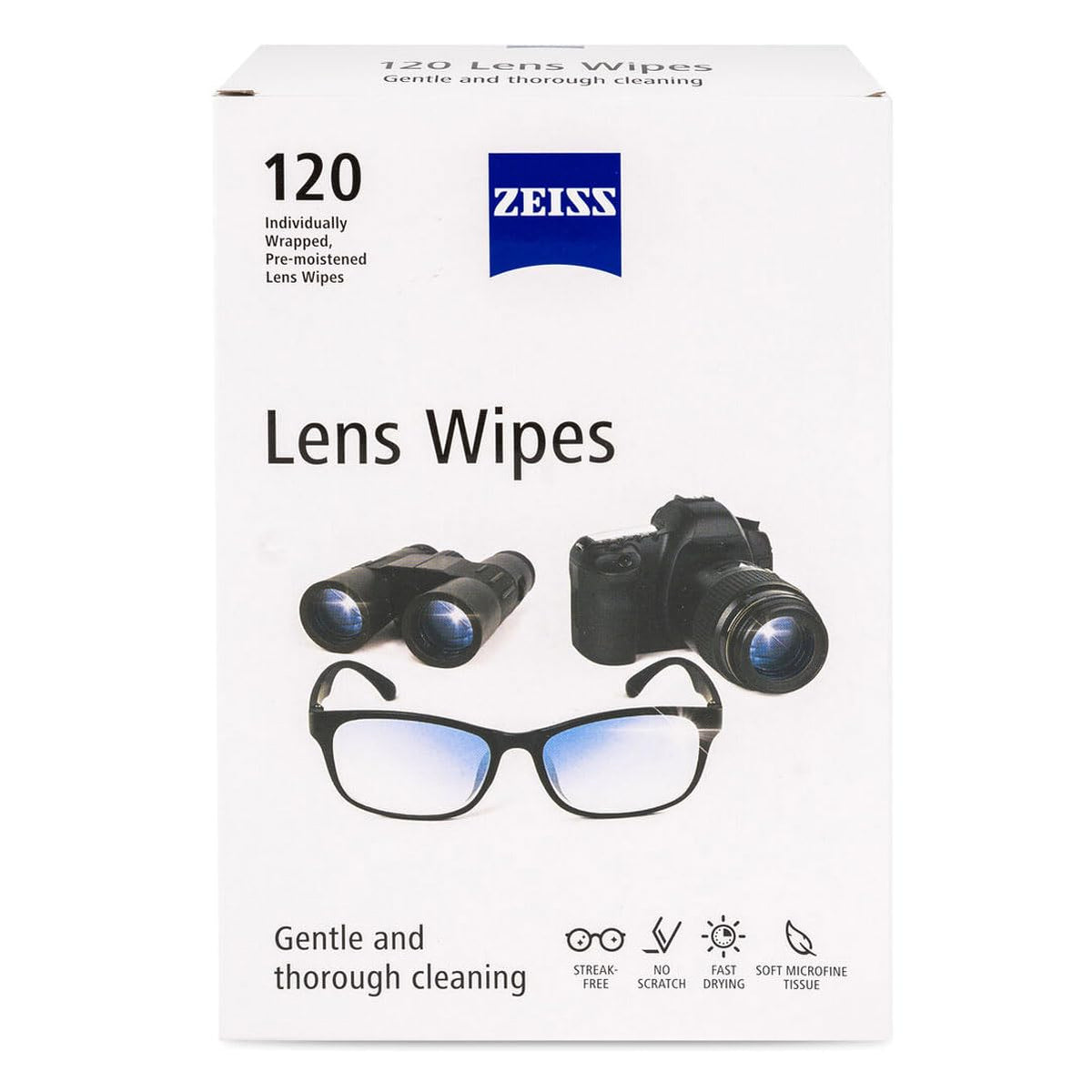 ZEISS Lingettes lentilles 120-lot boite: nettoyage précis des lentilles en déplacement.