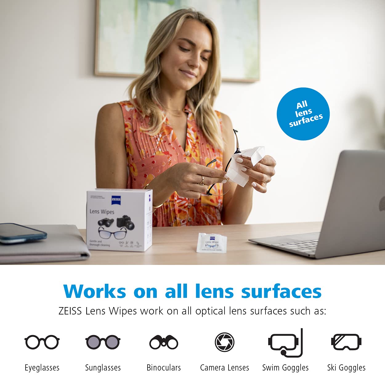 LINGETTES ZEISS solution douce nettoyante pour optique respectueuse des revêtements