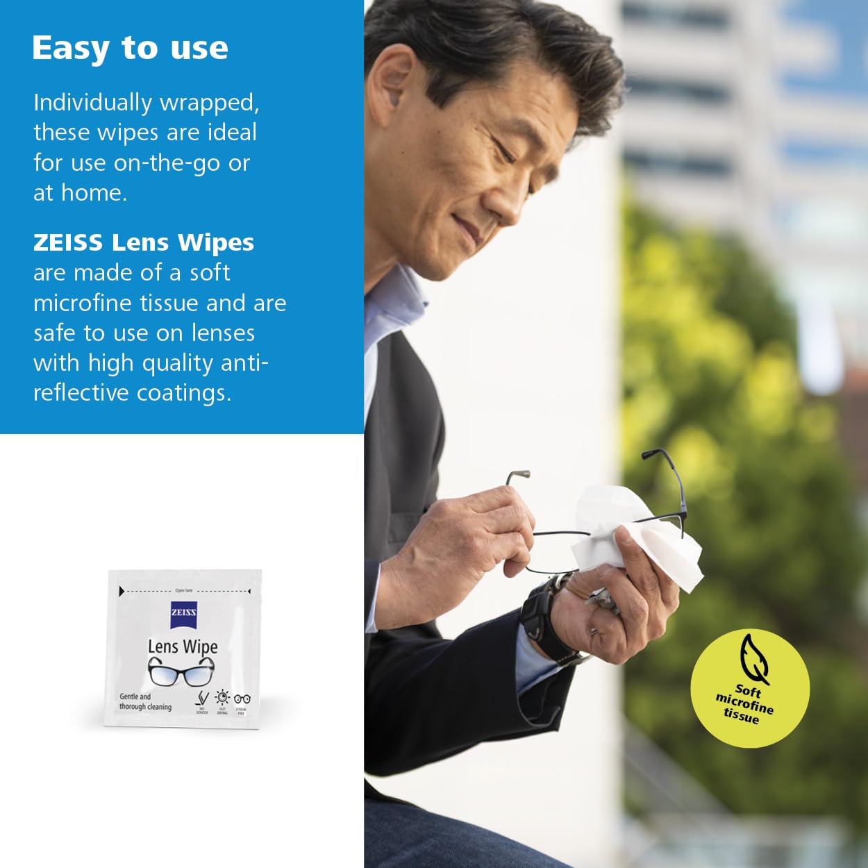 ZEISS lingettes usage voiture et sac pour nettoyer en déplacement