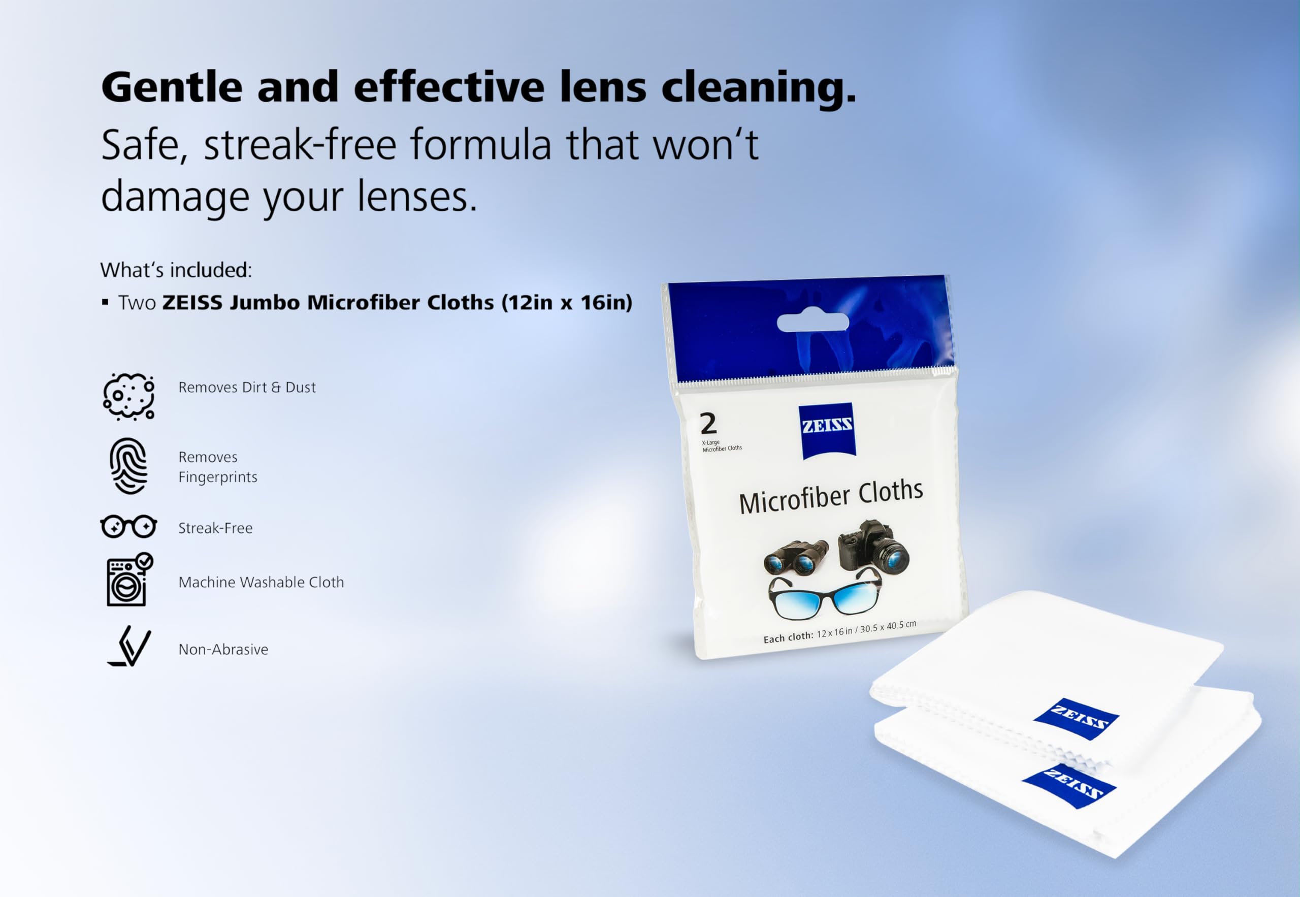 ZEISS chiffon microfibre pour jumelles, nettoyage rapide.