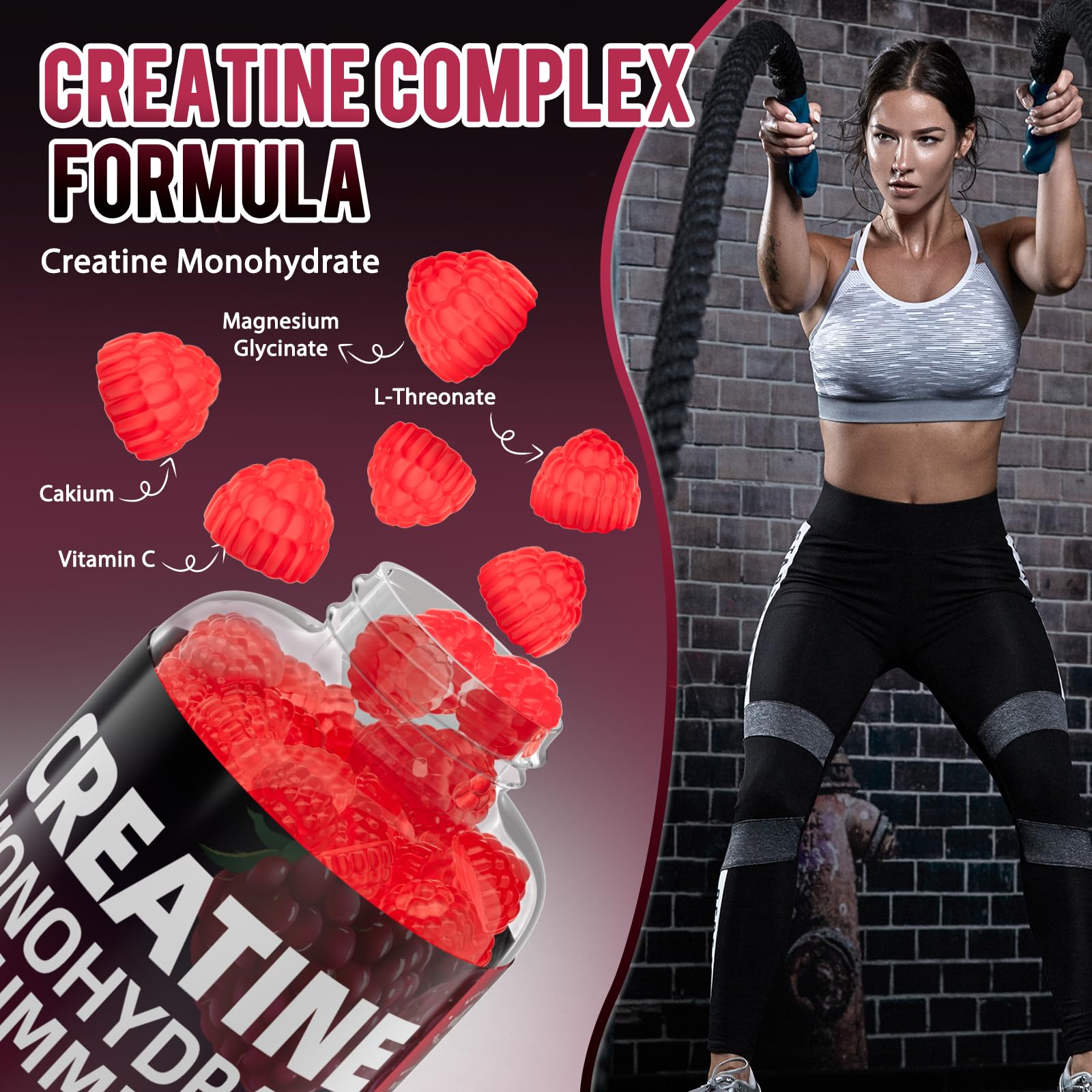 Gommes ZelKore Creatine, dose quotidienne, pratique pour augmenter la performance lors des séances.