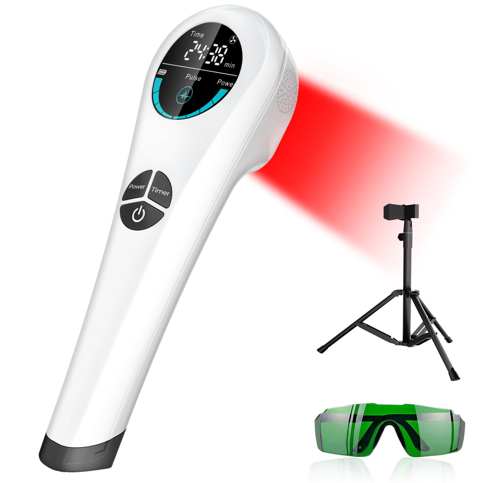 Zelvory : baguette lumière rouge 650nm appliquée sur muscle pour favoriser la récupération