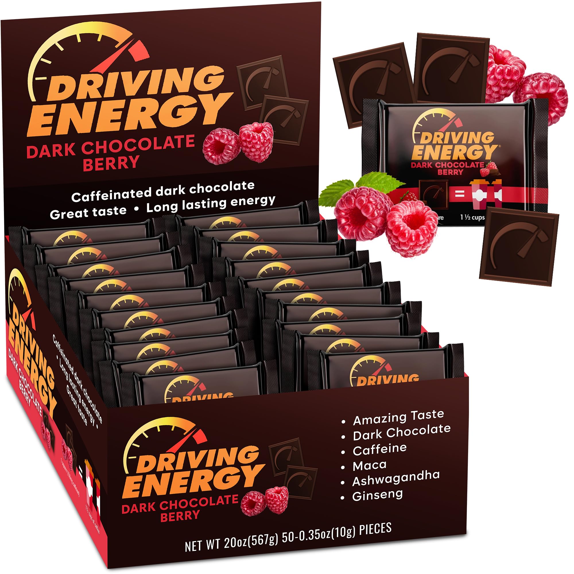 Bouchée ZenEvo énergie chocolat noir framboise, goût riche et énergie durable