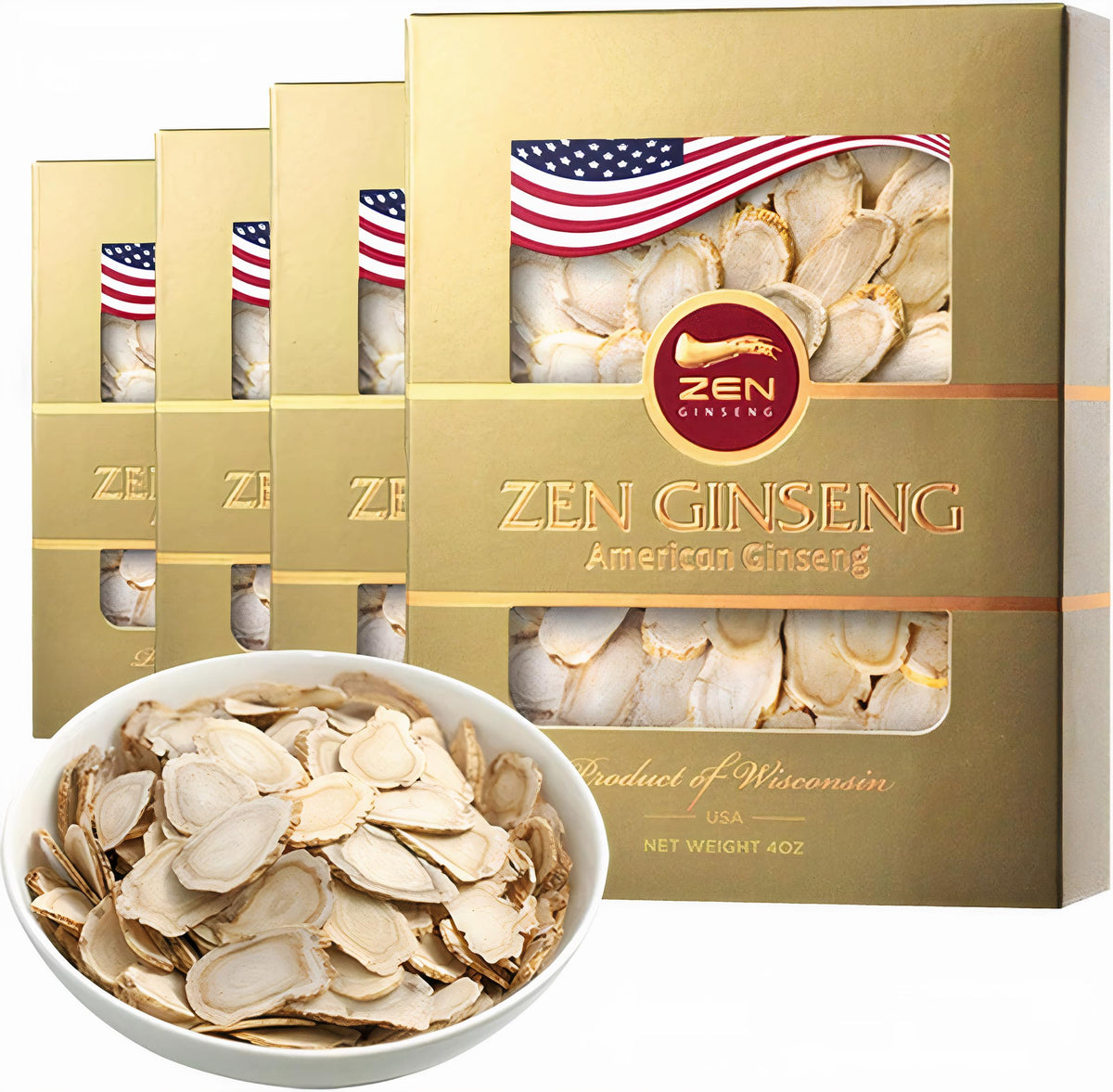 Zen Ginseng – tranches de ginseng américain cultivé au Wisconsin pour énergie naturelle potentielle.
