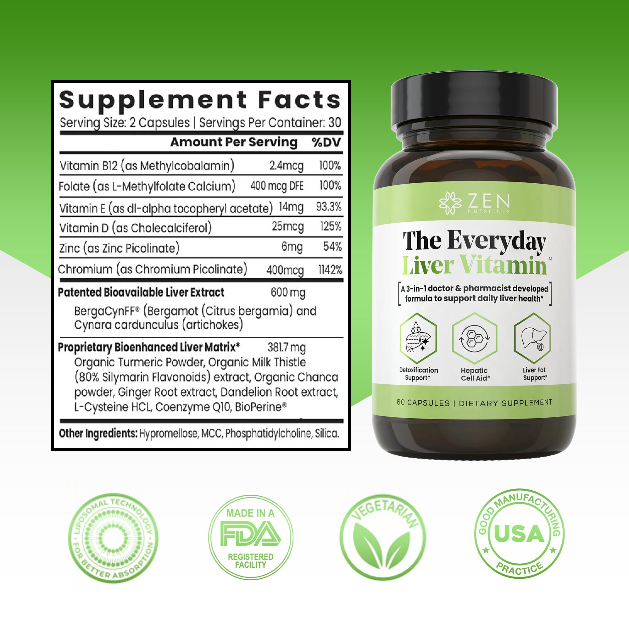 Zen Nutrients Gélules Foie Détox — prise facile et routine bien-être.