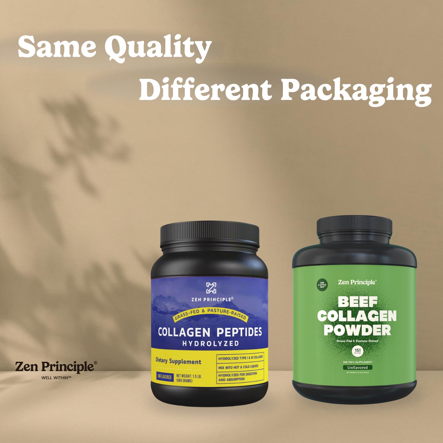 Zen Principle collagene agglomere – melange facile dans shakes, cafes et boissons.