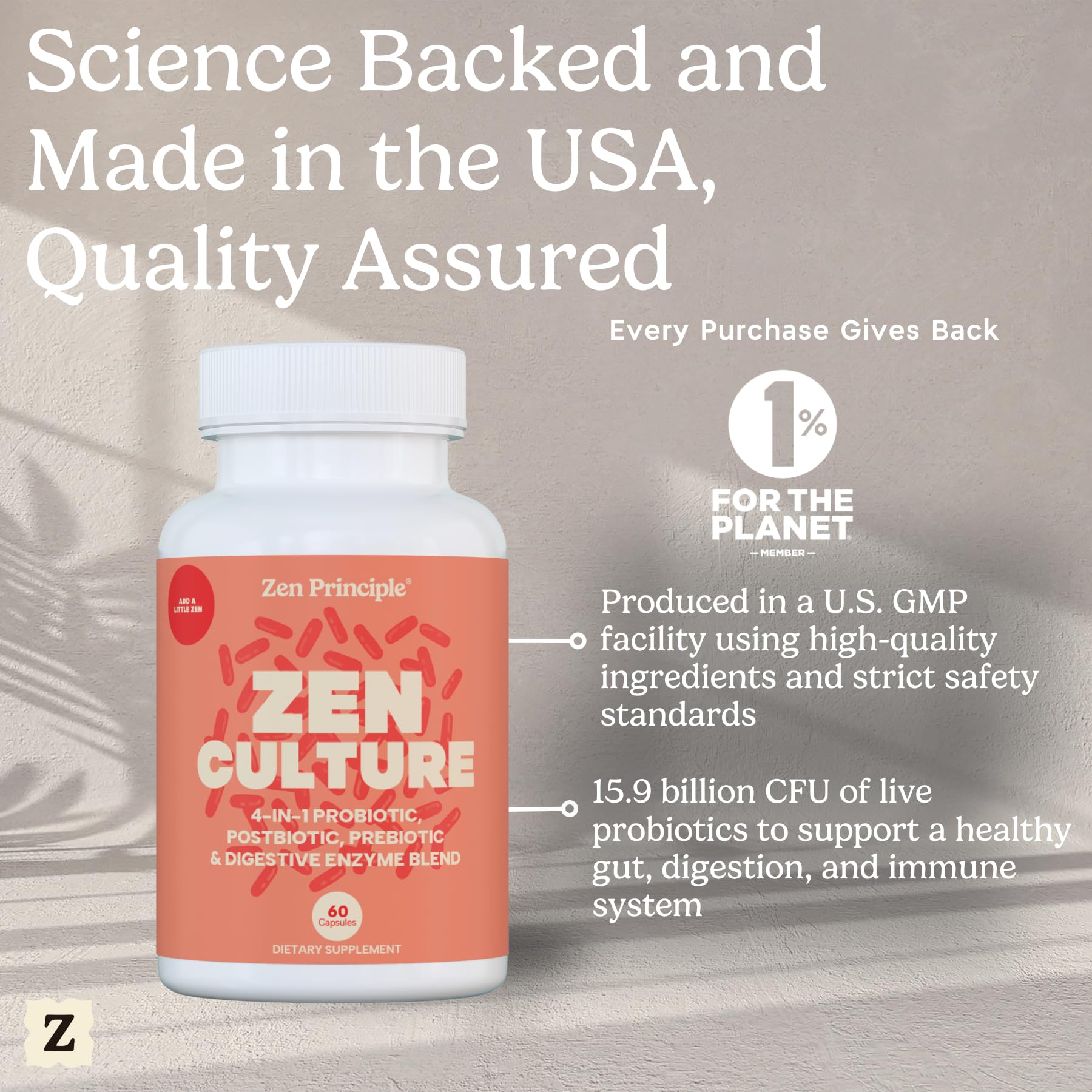 Zen Principle Zenculture : engagement 1% pour la planète et durabilité.