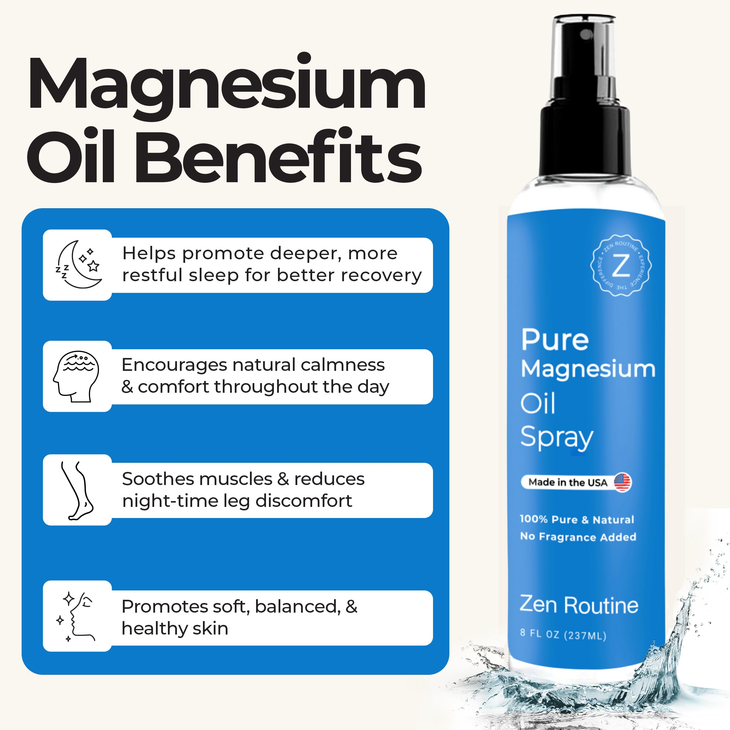 Zen Routine spray magnésium: peut aider les douleurs musculaires et les crampes.