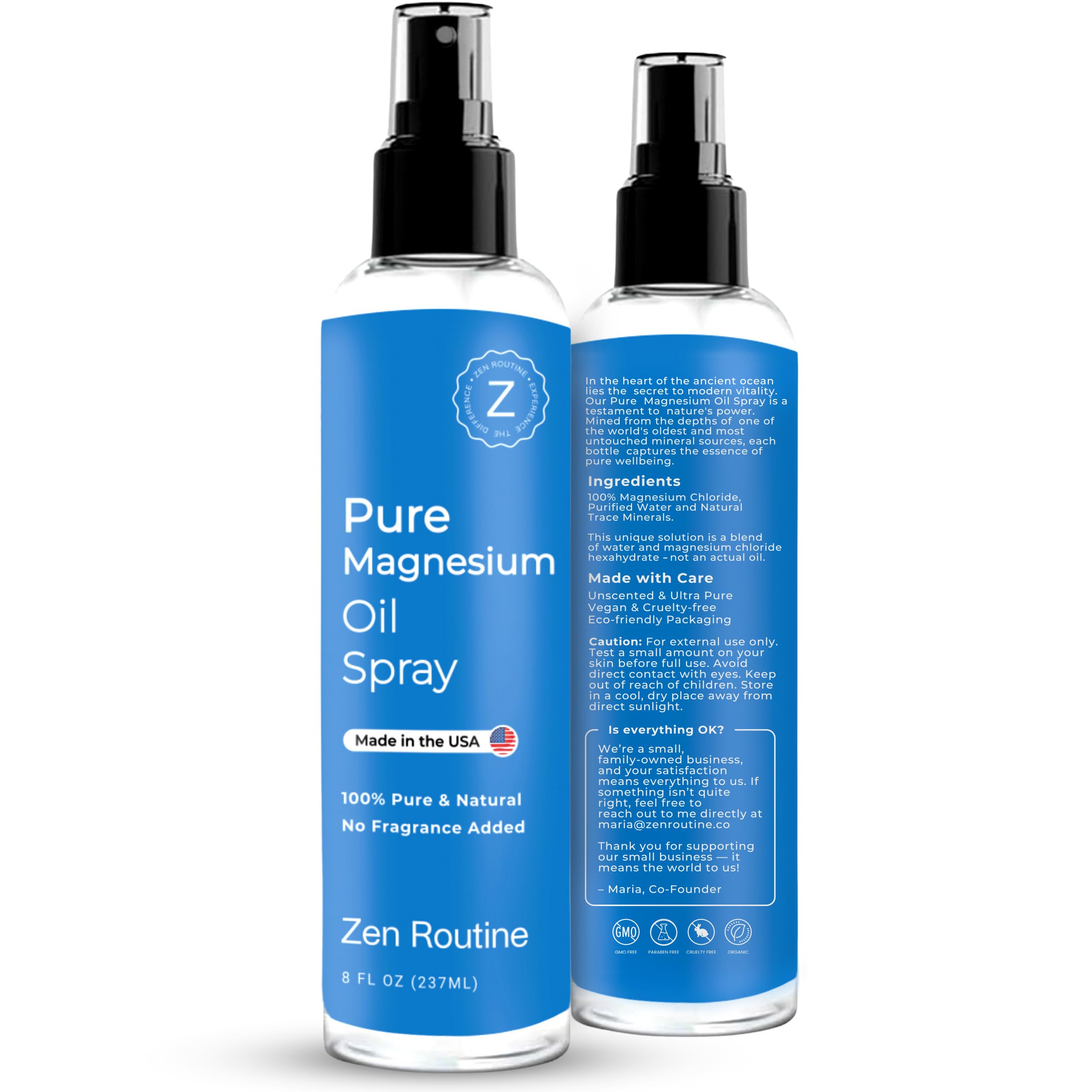 Zen Routine spray magnésium: utilisation quotidienne propre et sans effort.