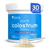 Colostrum Bovin Zena Nutrition — poudre pure prête à être mélangée dans une boisson froide.