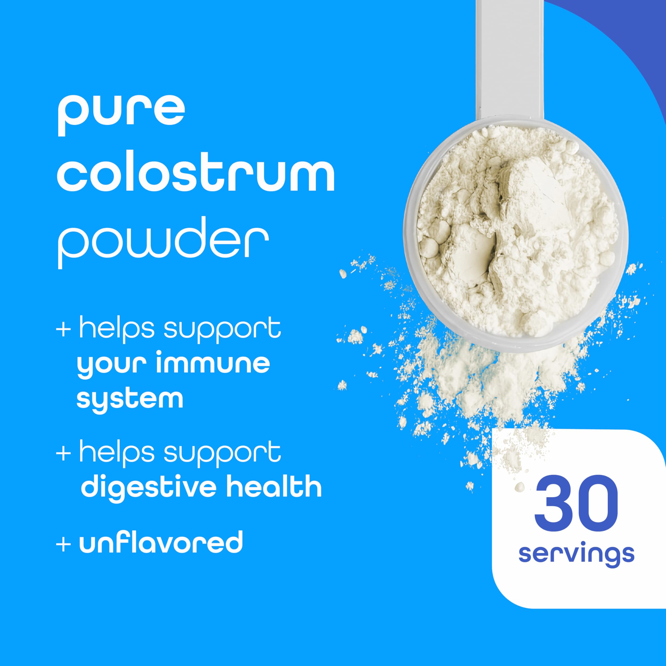 Colostrum Bovin Zena Nutrition — poudre sans sucre, idéale pour un mélange sans édulcorants.