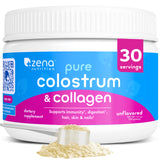 Zena Nutrition emballage colostrum et collagène, présentation premium.