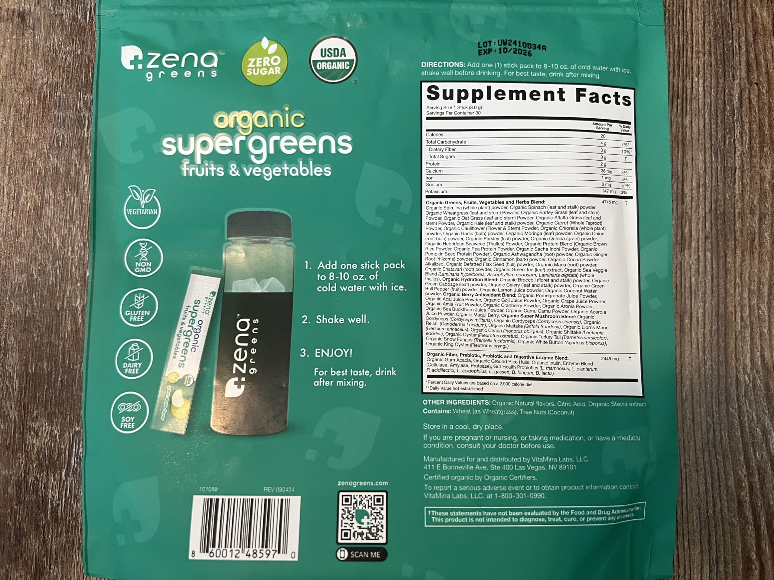 Format sachets à emporter Zena Nutrition pour une utilisation pratique.