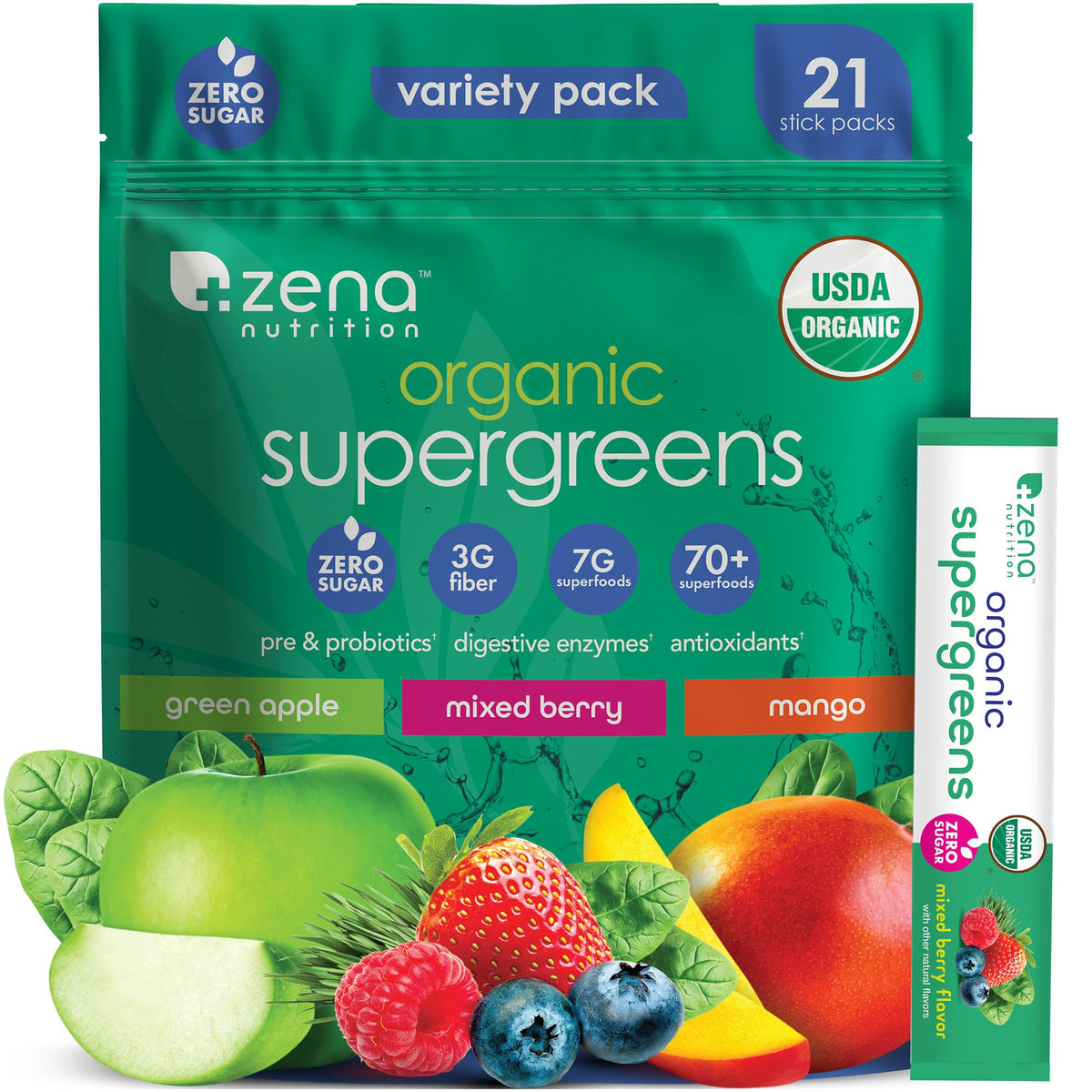 Zena Nutrition Poudre Super Aliments Ensemble Pack, énergie et bien-être.