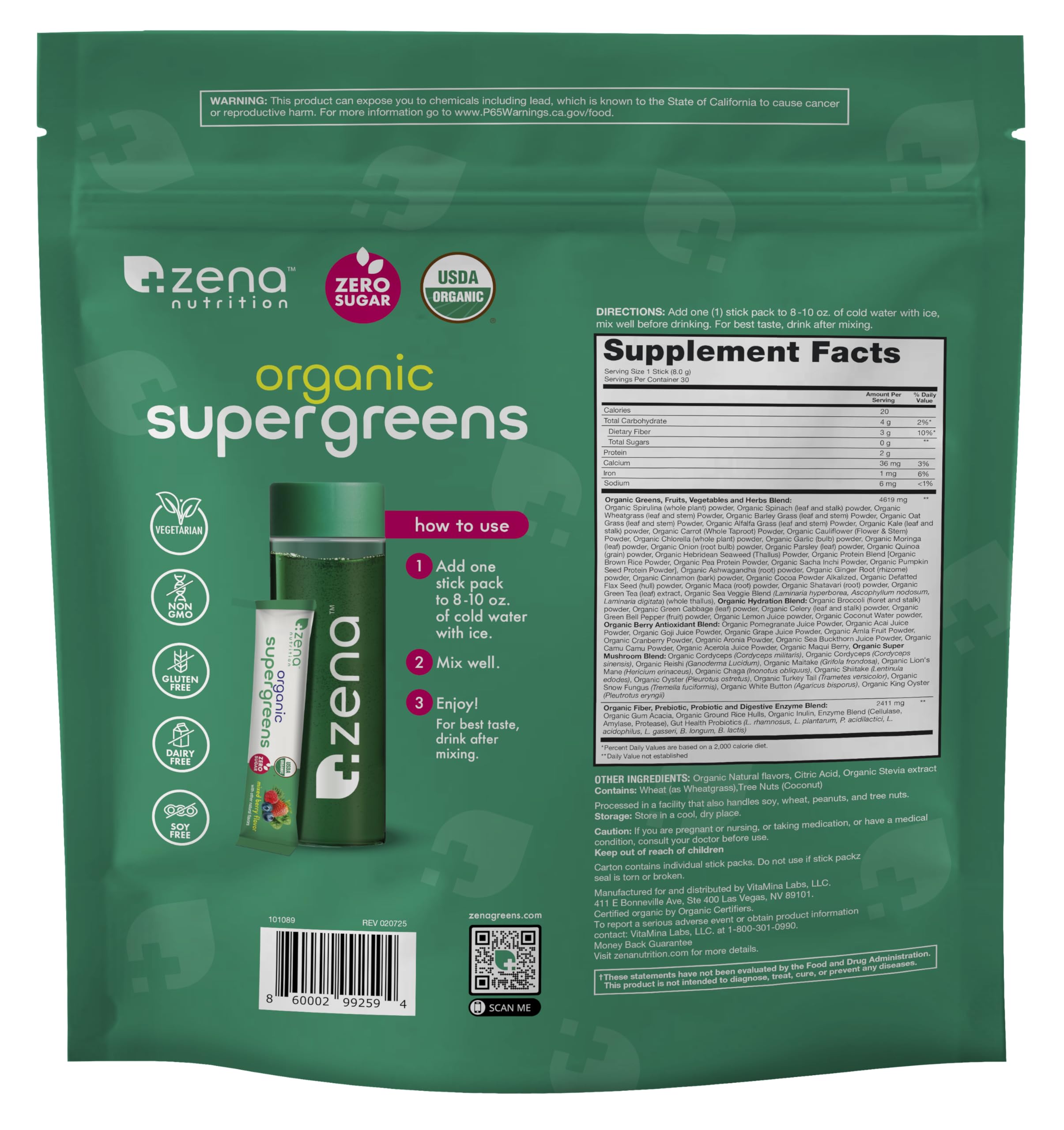 Zena Nutrition Super Greens – pratique nomade pour votre routine quotidienne