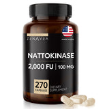 Zenavea Nattokinase: bouteille de 270 capsules prête à l'emploi, soutien circulatoire potentiel.