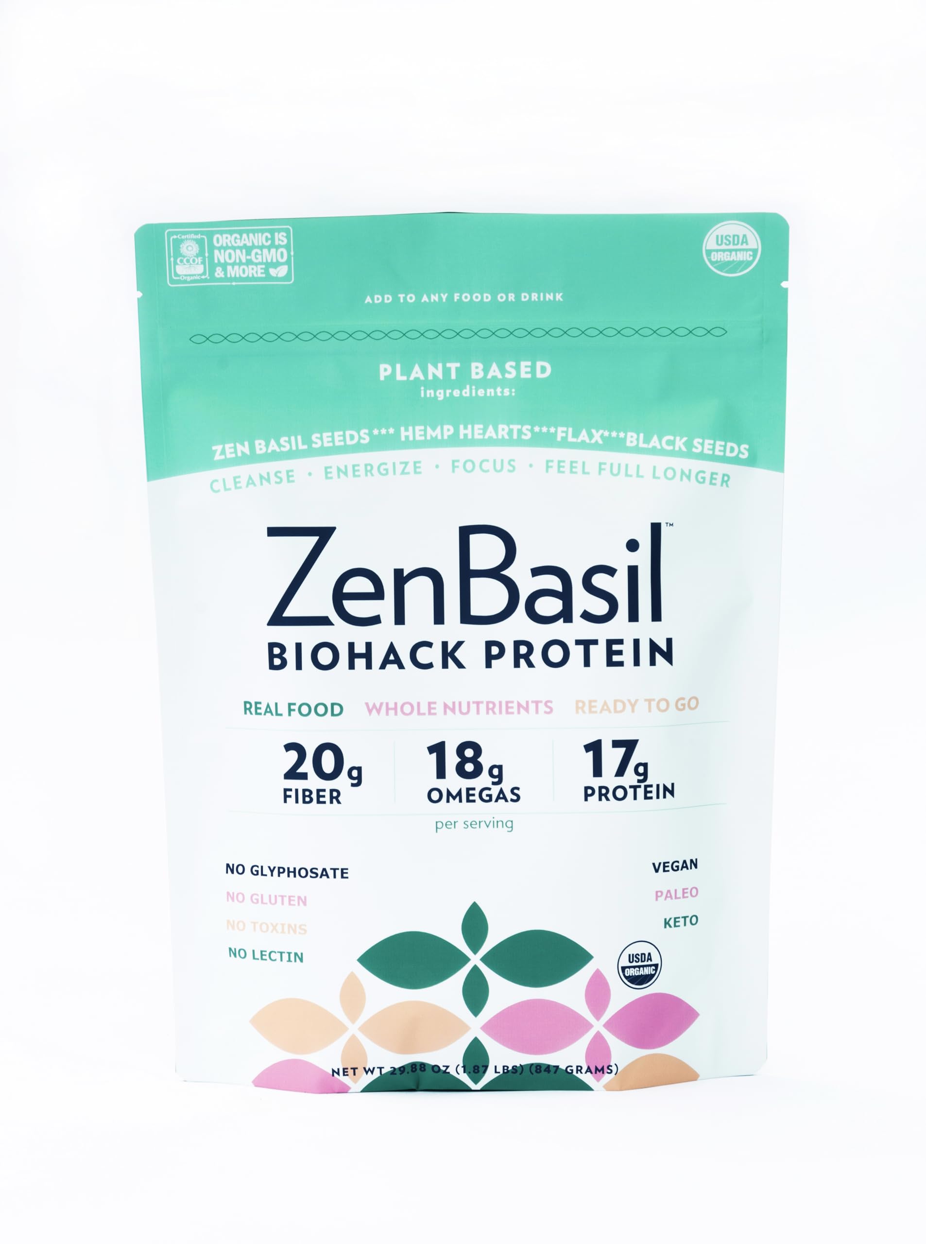 Zen Basil Biohack, bocal-protéines, fibre et énergie durable.
