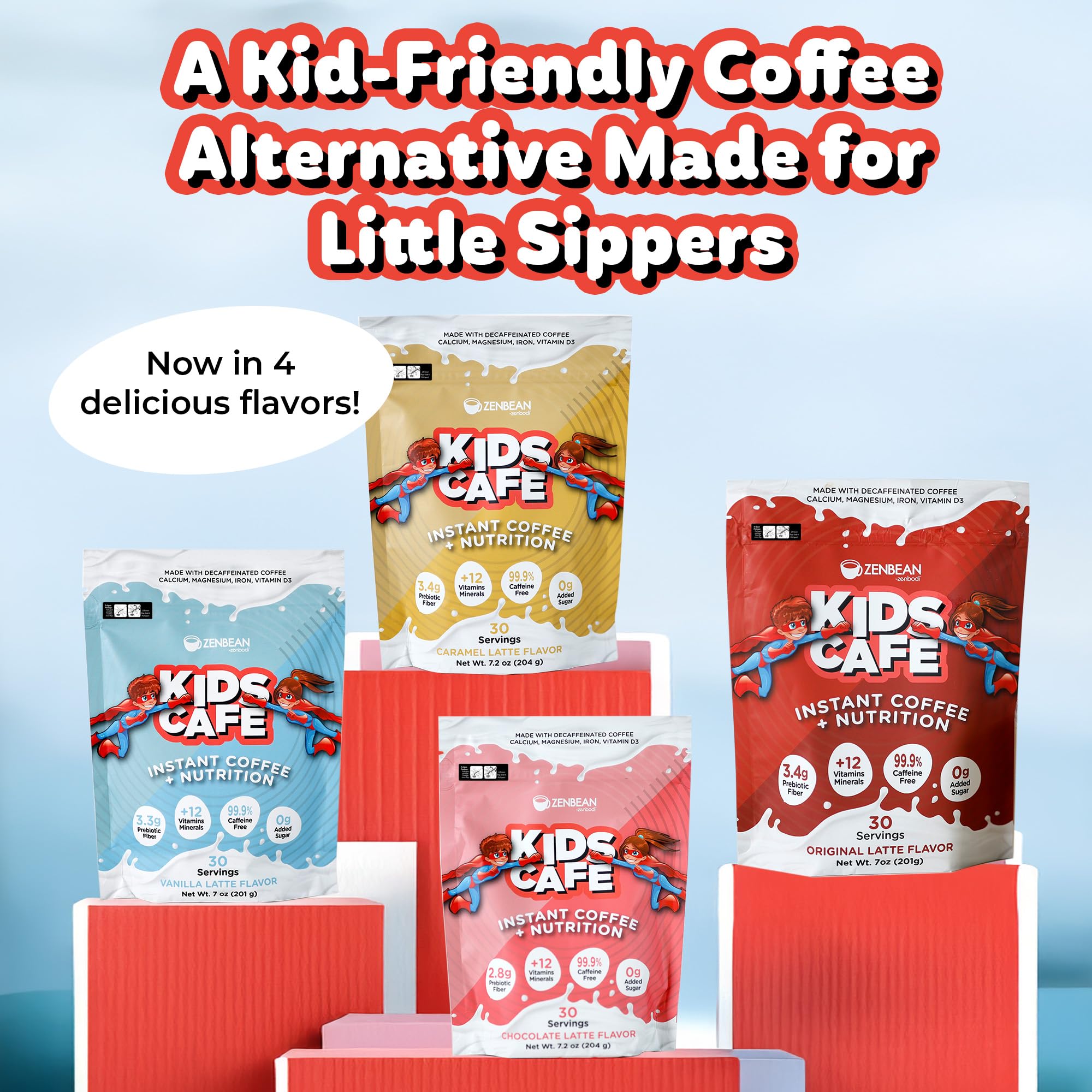 ZENBEAN Café Enfant Latte – vitamines et minéraux pour accompagner la croissance.