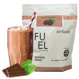 Zenbodi Fuel Protéine menthe chocolat bouteille, protéines végétales pour soutenir l’endurance.